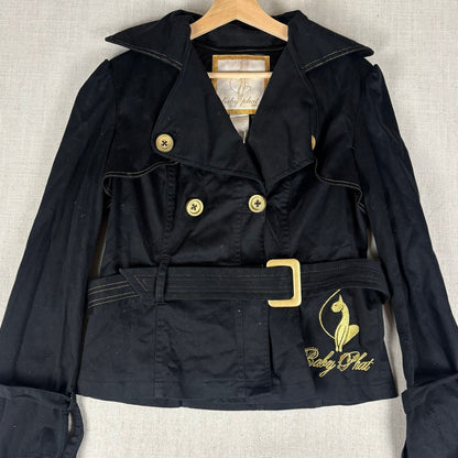 Y2K Baby Phat Office Siren Belted Blazer Large Big Cat Logo