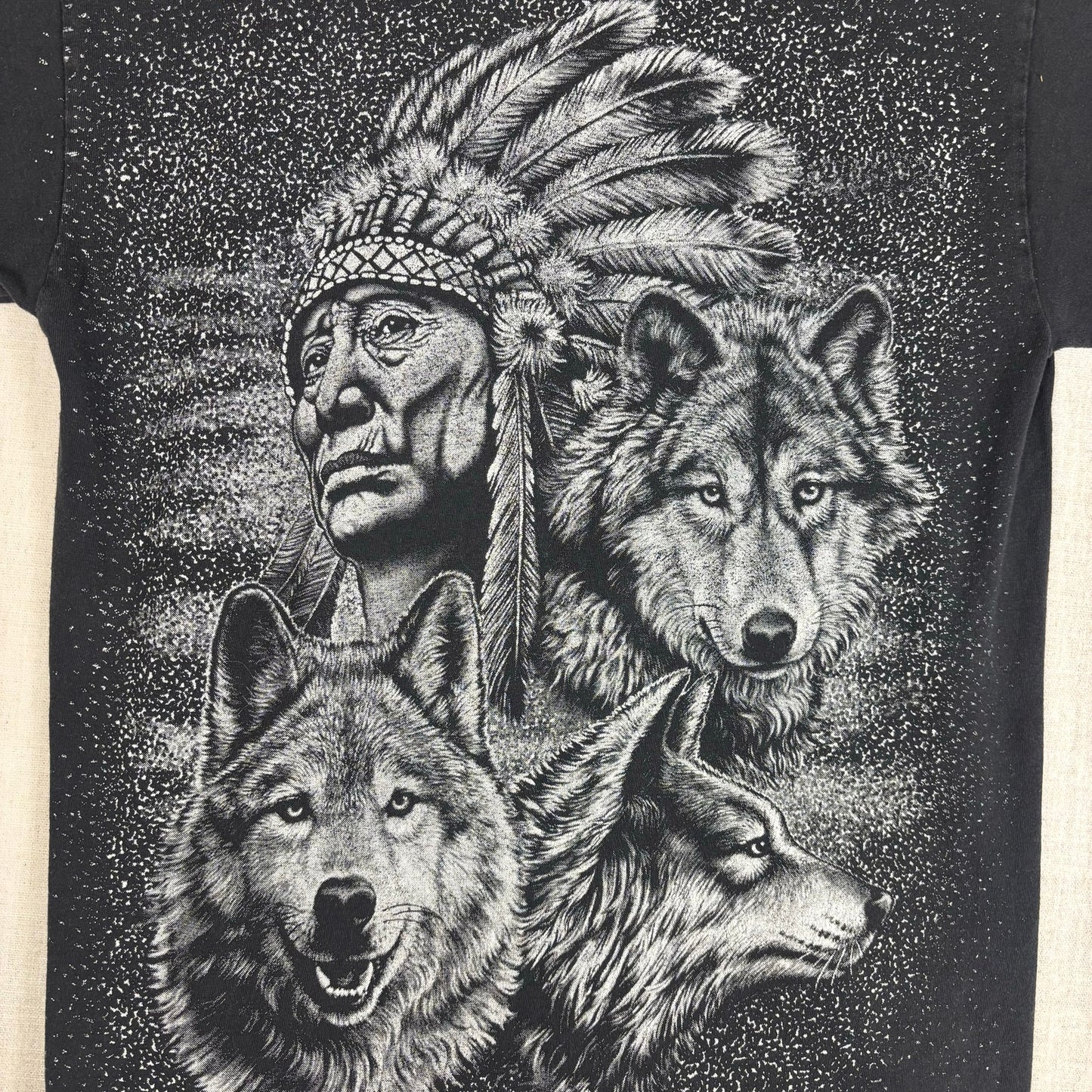 Vintage Native American AOP Wolf Pack Large Shirt