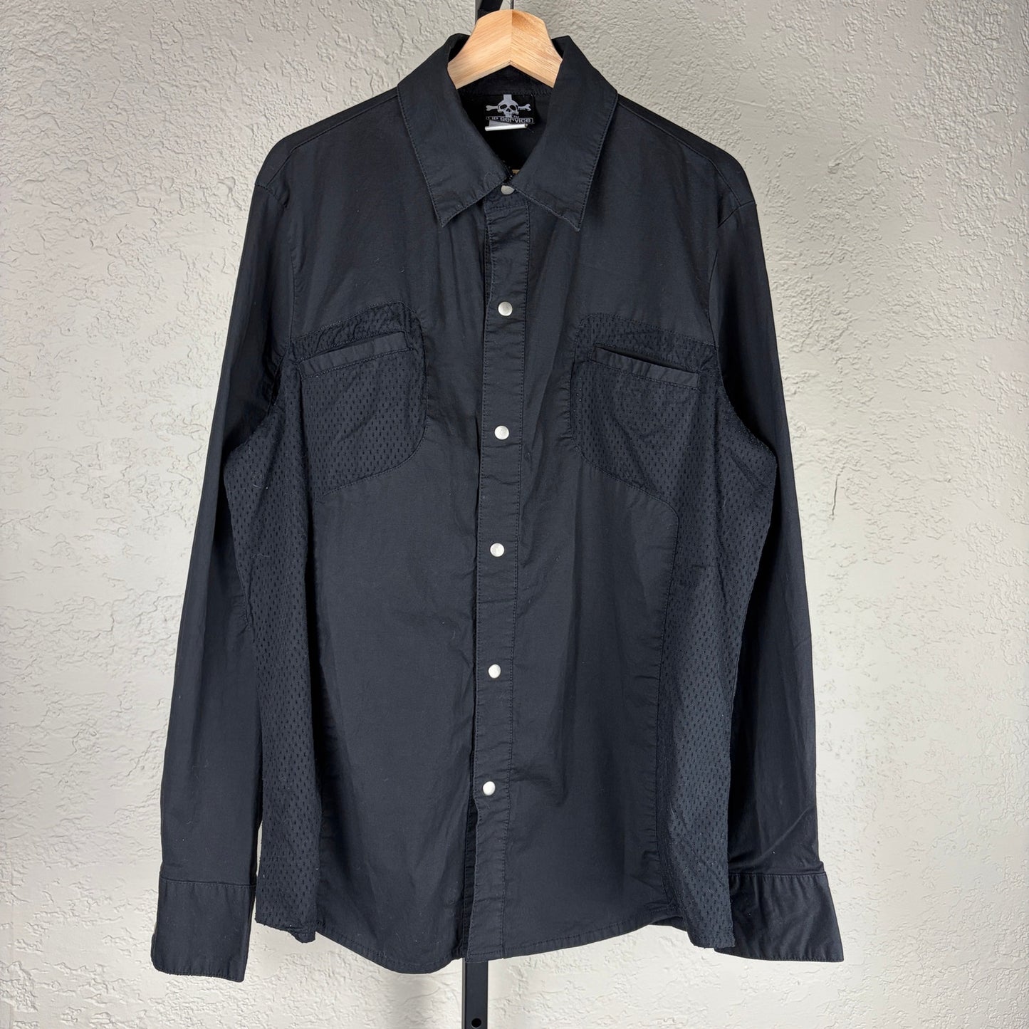 Lip Service Goth Perforated Mesh Trim Punk XXL Tripp Style Button Up Shirt