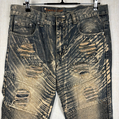 Denim and Rivets Abstract Acid Wash Distressed Sz 34 Cotton Jeans