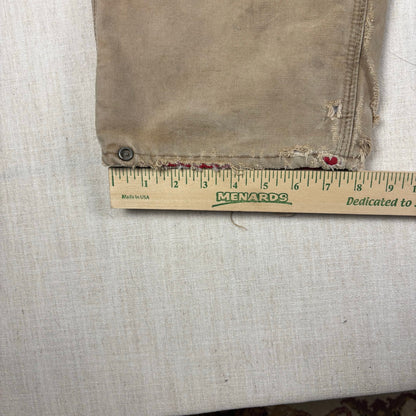 Vintage Carhartt Pants 1970s Distressed Tan Duck Canvas Quilted Lined Sz 32