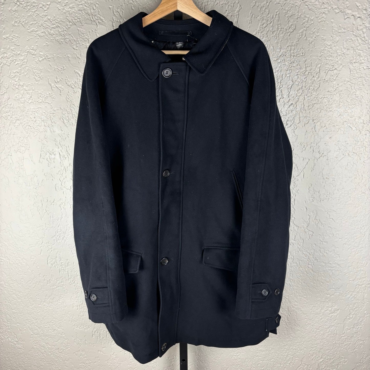 Burberry London Black Cashmere Nova Check Wool Quilted Coat XL