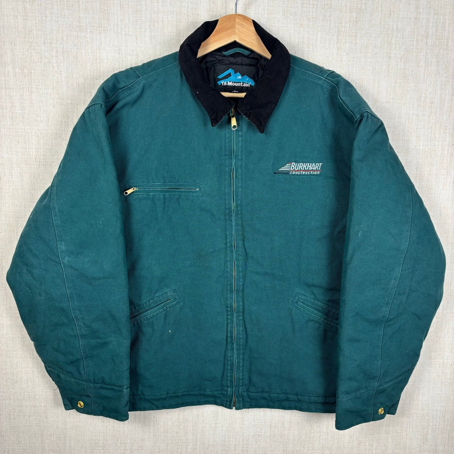 Vintage Detroit Style Tri Mountain Dark Teal Quilted Large Work Jacket