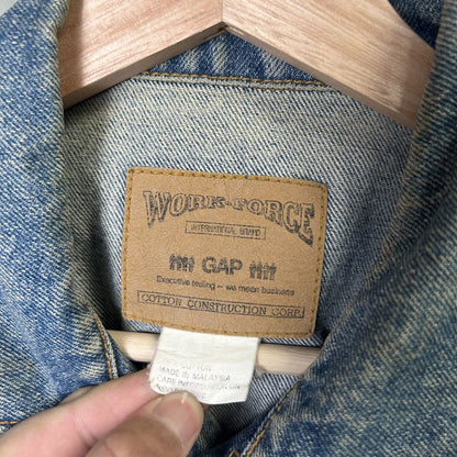 Vintage Gap DIY Embroidered Rose Medium Denim Trucker Jacket
