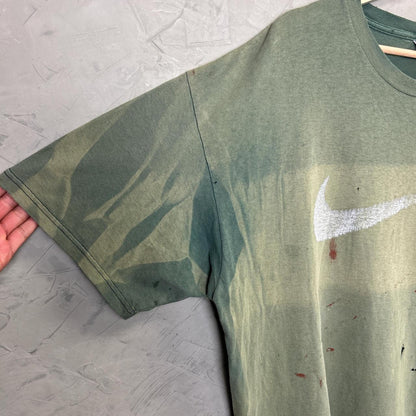 XL 90s Nike White Tag Faded and Distressed Earth Tone Green Tee