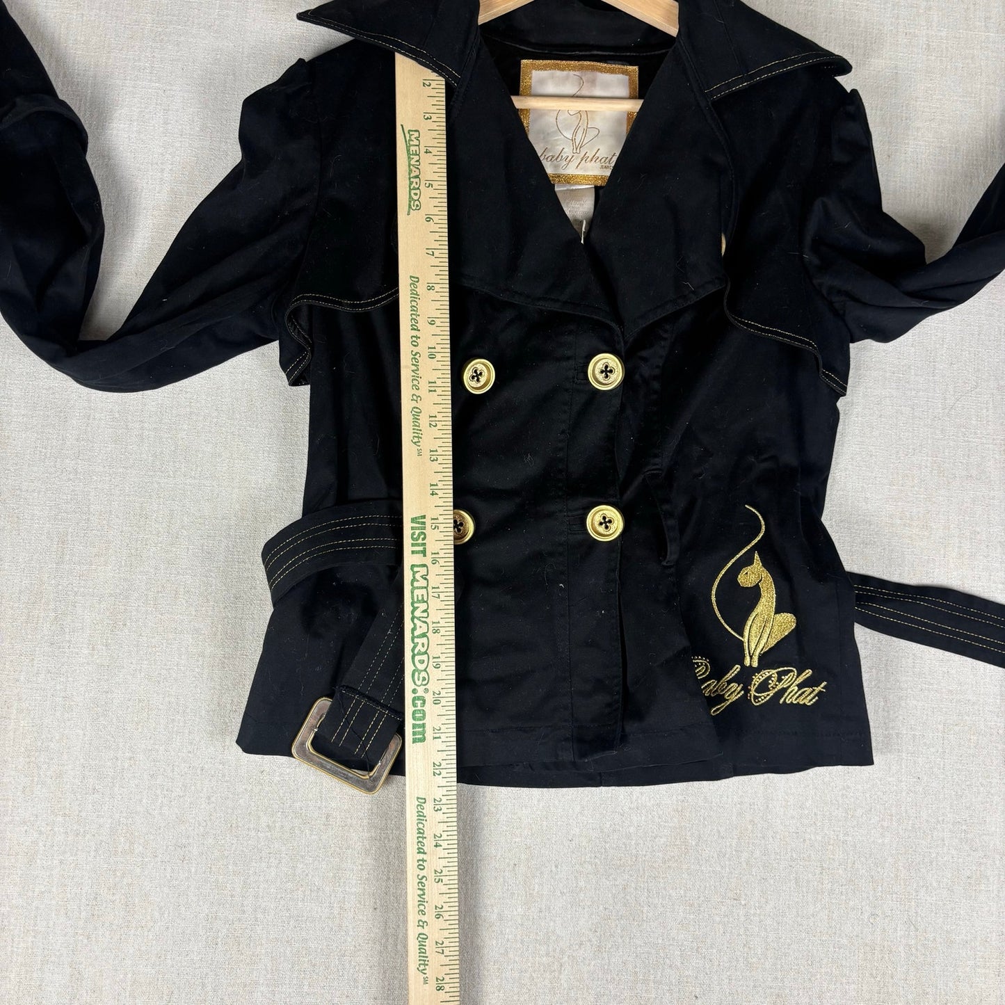 Y2K Baby Phat Office Siren Belted Blazer Large Big Cat Logo