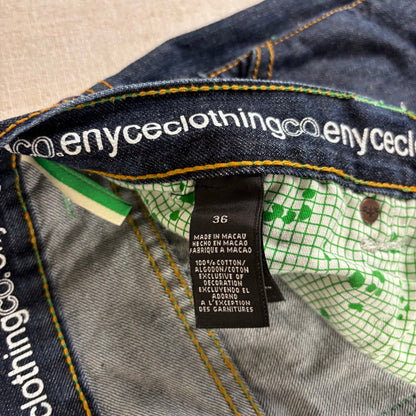 ENYCE Y2K Flannel Plaid Jeans NWT Dark Wash Sz 36 Skater Denim