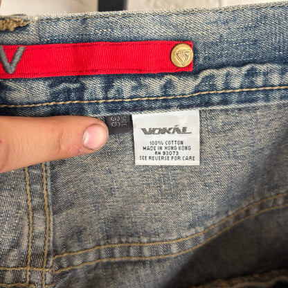 Vokal Classics Y2K Embroidered Baggy Sz 36 Skater Distressed Jeans