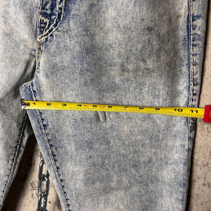 True Religion Ricky Relaxed Straight Fit Super T Acid Wash 36" Y2K Jeans