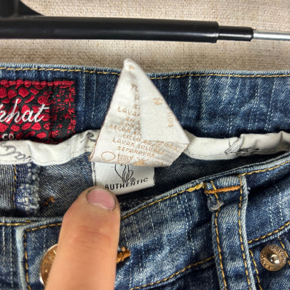 Y2K Baby Phat Flare Floral Butterfly Embroidered Sz 9 Jeans
