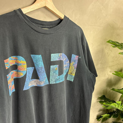 PADI Sportswear Surf Logo Faded Single Stitch Shirt L 90s