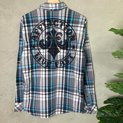 Affliction Buckle Black Premium Y2K Large Emo Flannel