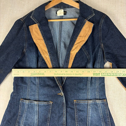 Baby Phat Y2K Denim Suede 2pc Skirt Jacket Matching Set Sz XL