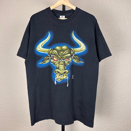 WWE The Rock Layin The Smack Down Brahma Bull RARE Large Vintage Tee