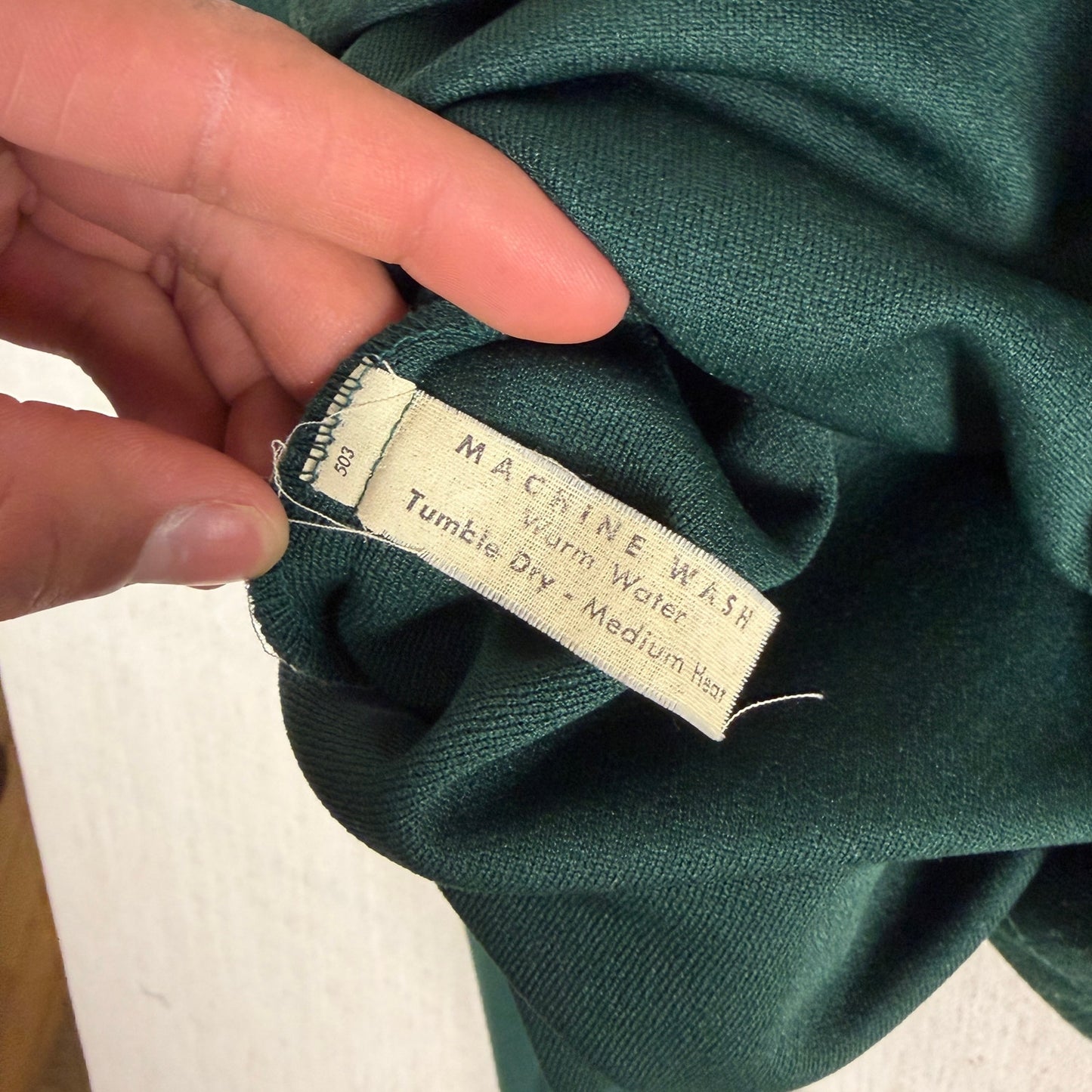 Vintage Sears Kings Road 1970s Disco Forest Green Small Button Up Shirt