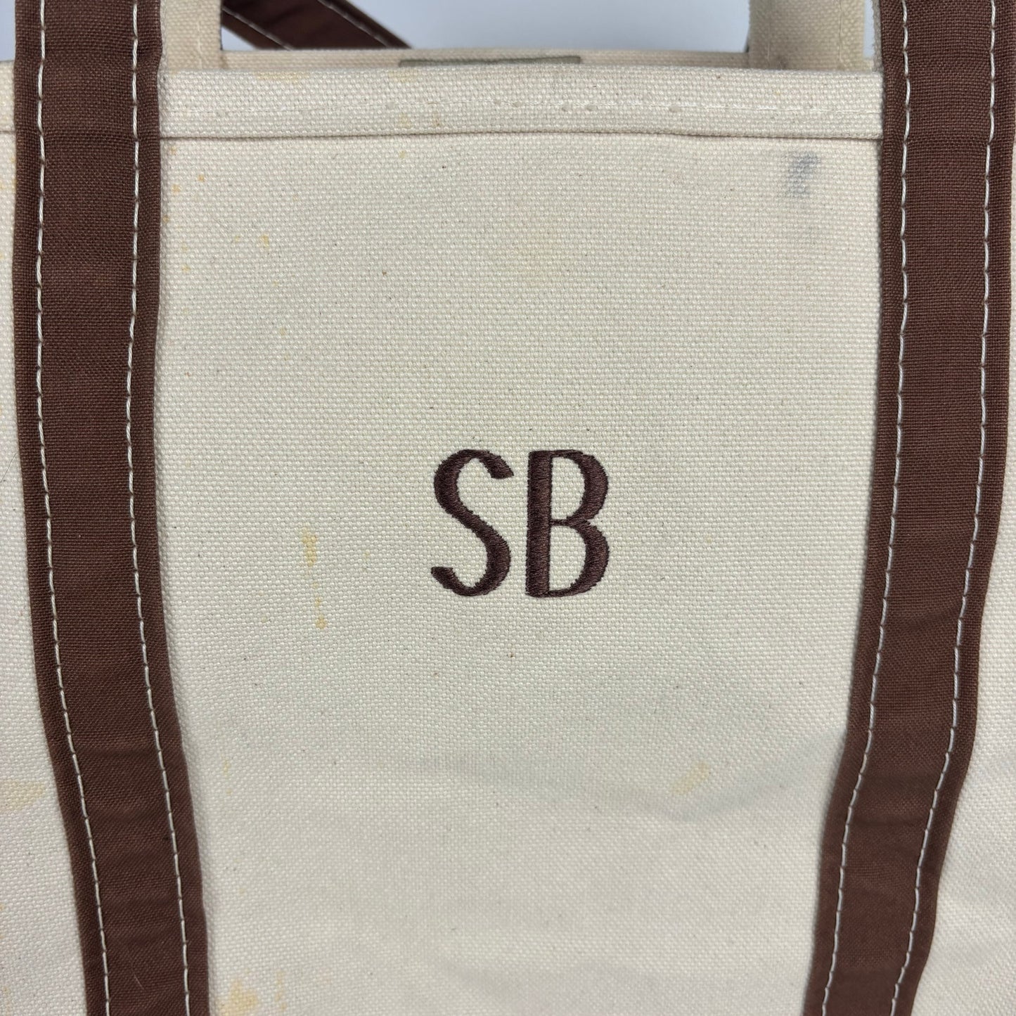 LL Bean Boat and Tote Bag Canvas Brown White Vintage 90s