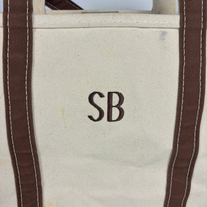 LL Bean Boat and Tote Bag Canvas Brown White Vintage 90s