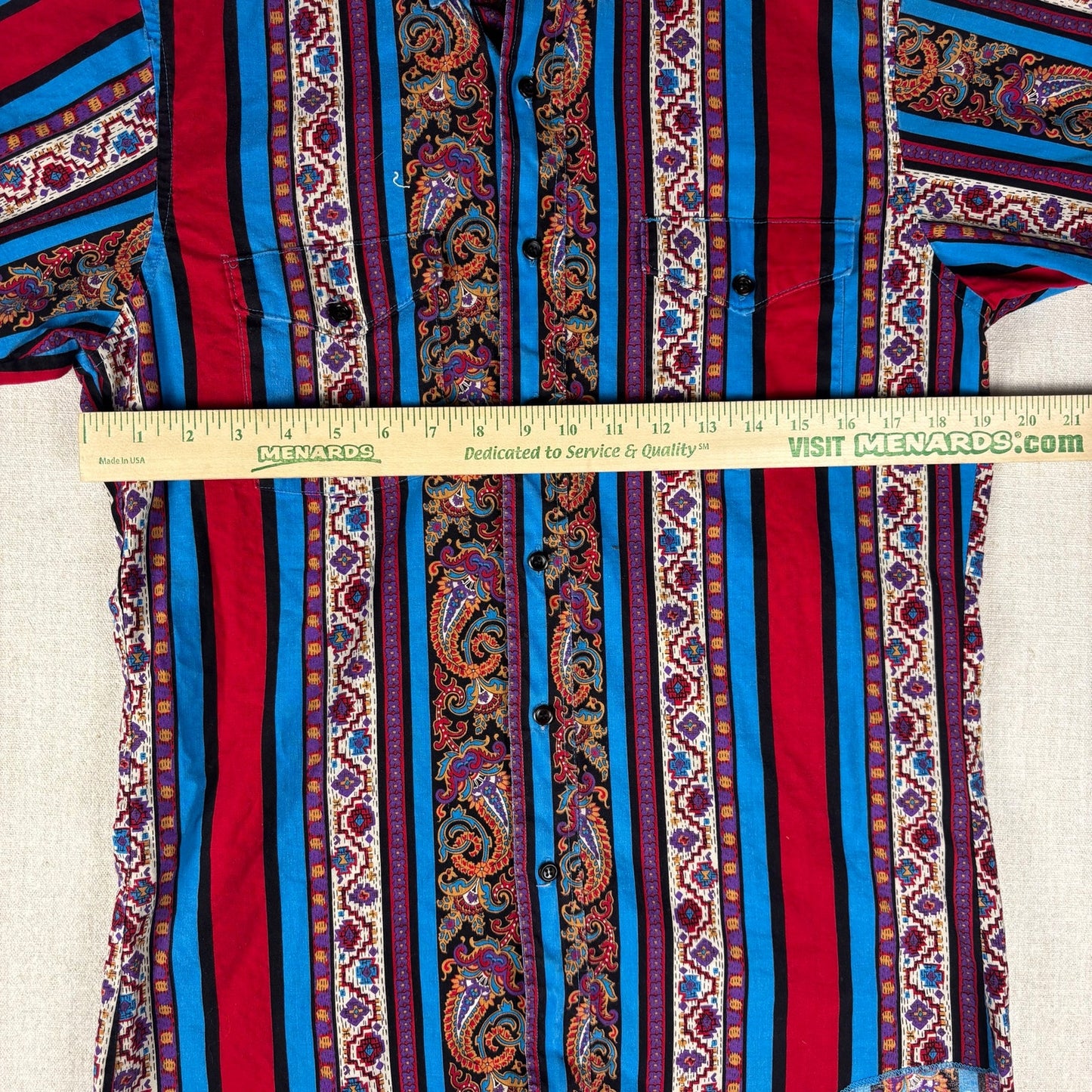 Vintage Wrangler Paisley Aztec Brushpopper Psychedelic Cowboy Cut Sz 15 1/2-35
