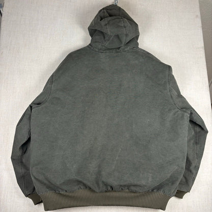 Vintage Carhartt J130 Moss Green Quilted Hooded Jacket 4XL
