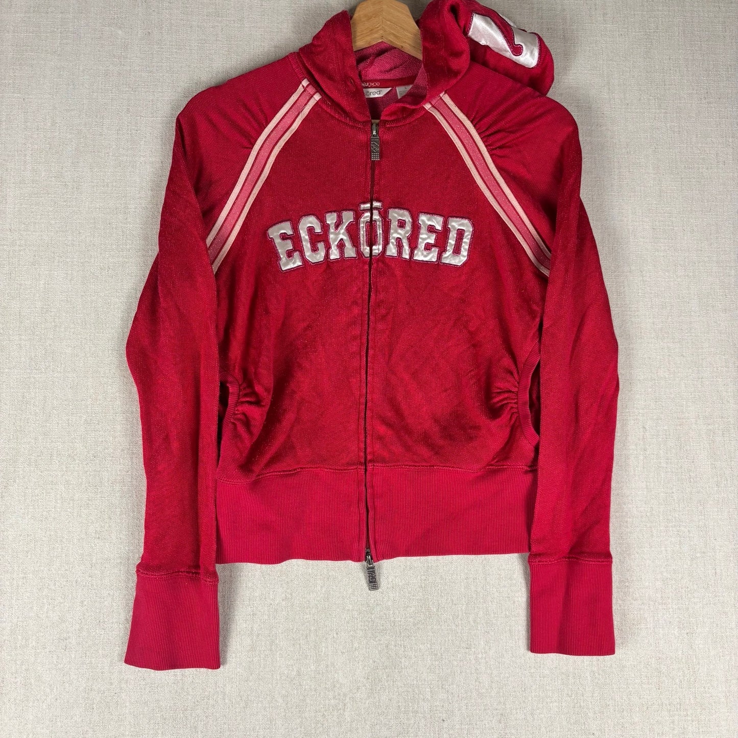 Y2K Velour Hot Pink Low Rise Track Suit 2Pc Set Ecko Red #72 Varsity Style M/L