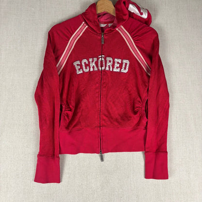 Y2K Velour Hot Pink Low Rise Track Suit 2Pc Set Ecko Red #72 Varsity Style M/L