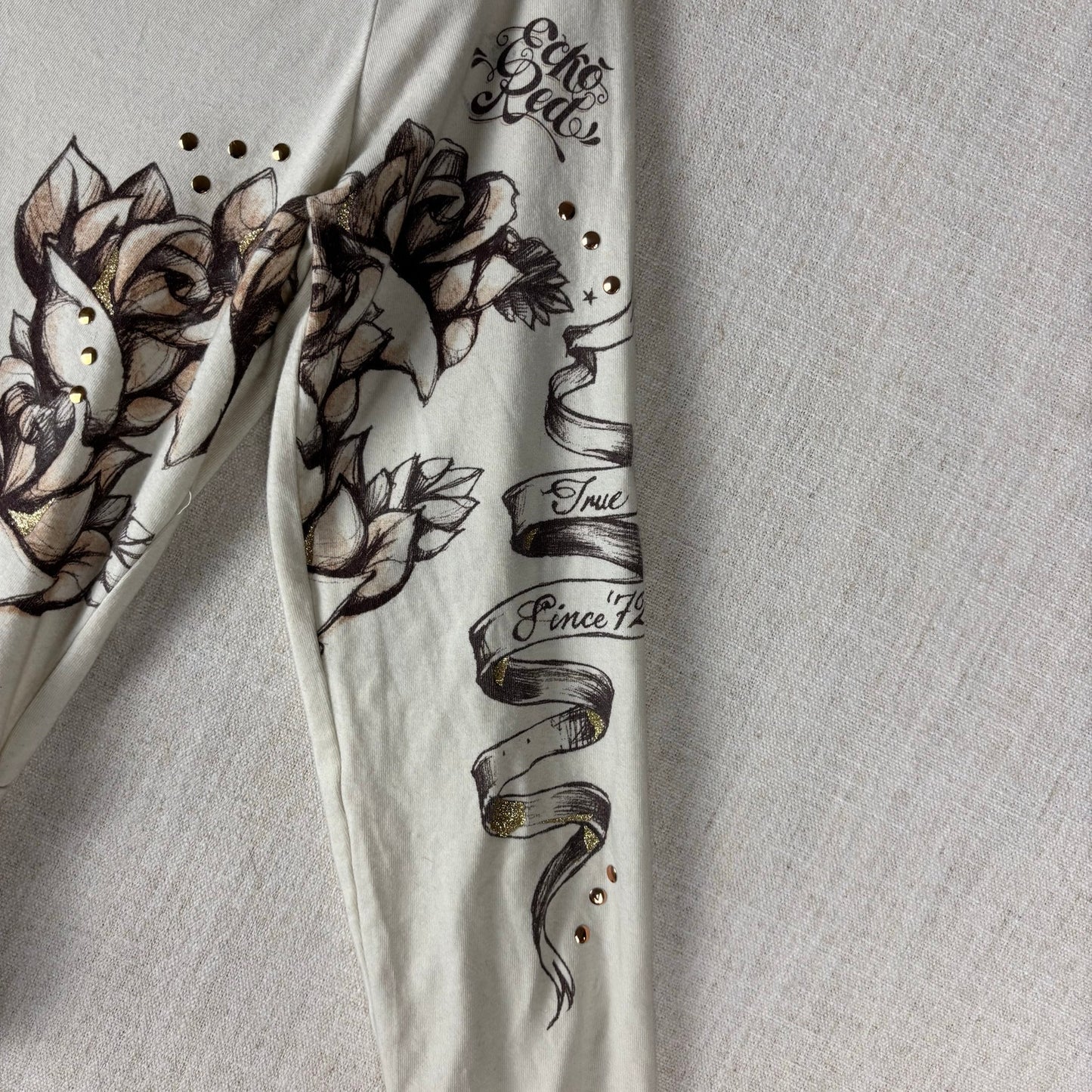 Y2K V Neck Ecko Red Womens Floral Cinch Waist Large Longsleeve