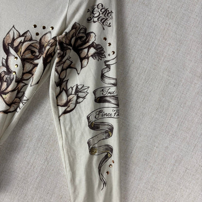 Y2K V Neck Ecko Red Womens Floral Cinch Waist Large Longsleeve