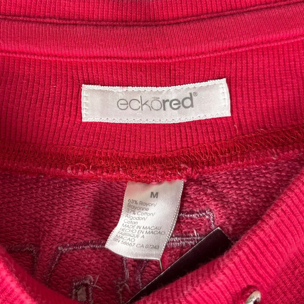 Y2K Velour Hot Pink Low Rise Track Suit 2Pc Set Ecko Red #72 Varsity Style M/L