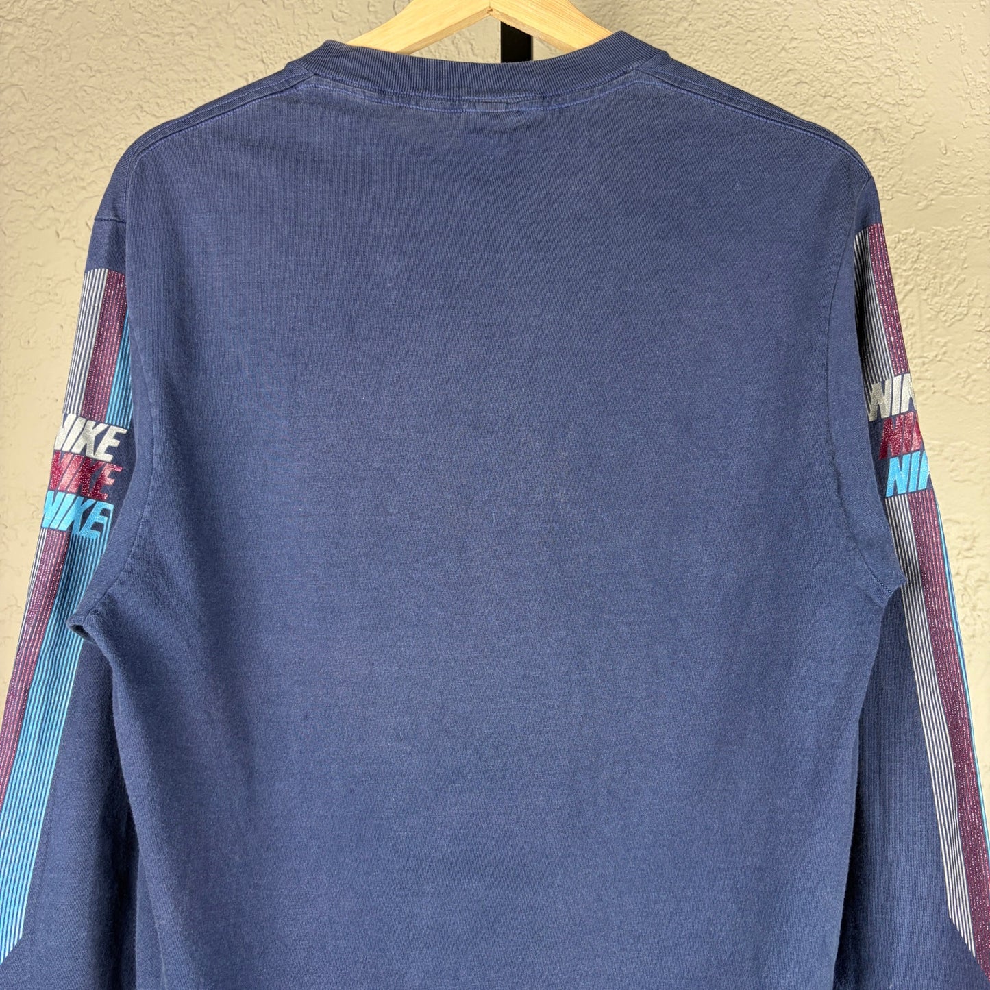 Vintage Nike 1980s Rare Blue Tag Striped Large Longsleeve Shirt