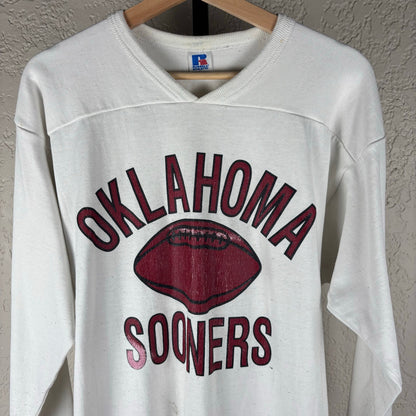 Oklahoma Sooners Vintage 80s Russell Athletic Large Football Raglan Jersey