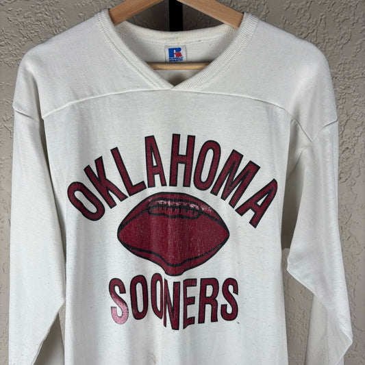 Oklahoma Sooners Vintage 80s Russell Athletic Large Football Raglan Jersey