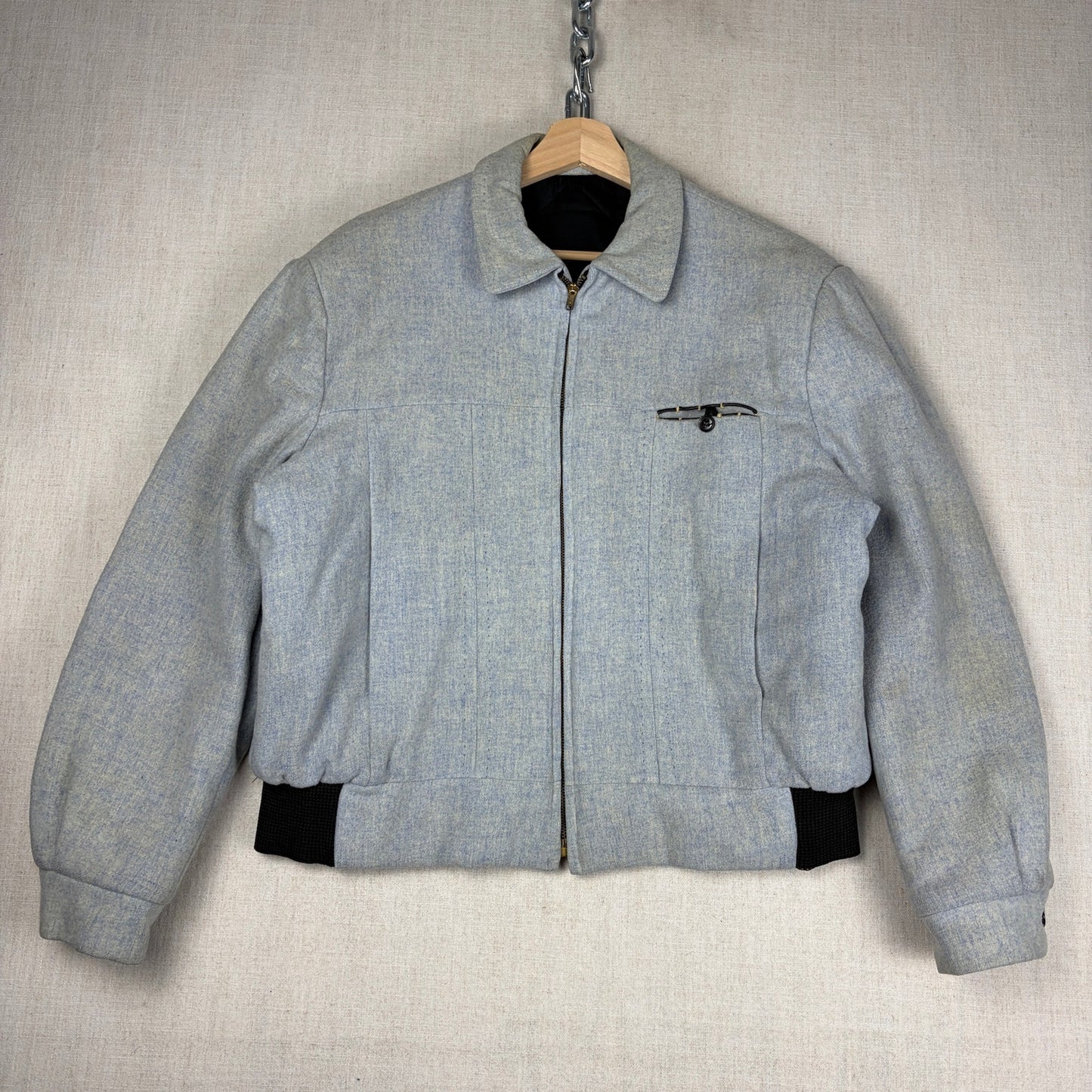 Vintage 1950s Rockabilly Fleck Pocket Loop Sport Ricky Jacket Large