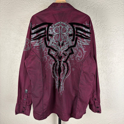 Roar Gothic Western Tribal XXL Y2K Signature Button Up Shirt