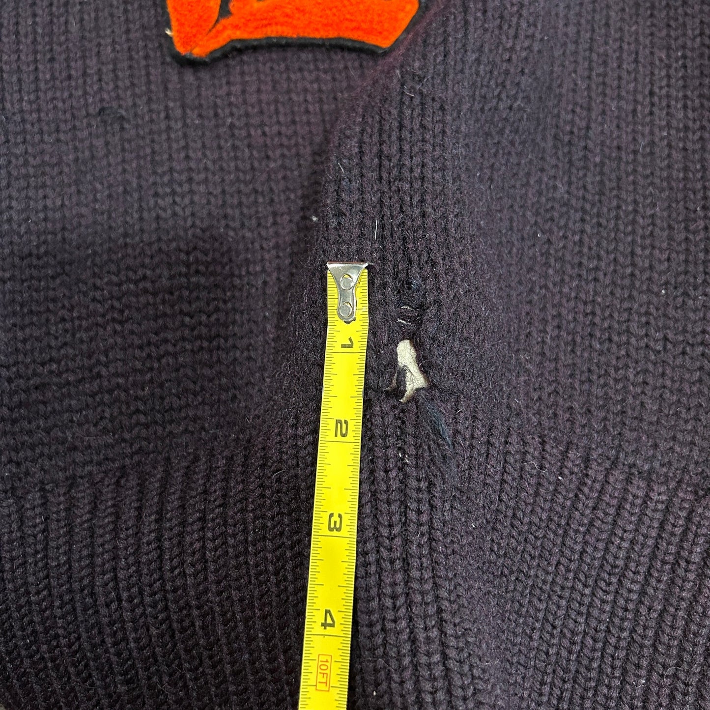 True Vintage Emerson College Lions Varsity 1950s Letter "E" V Neck Knit Sweater