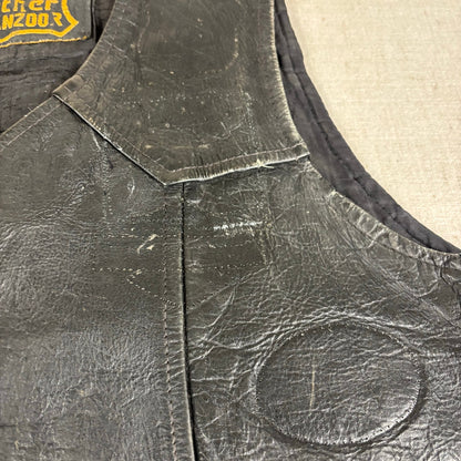Vintage Harley Davidson 1970s Hippie Political Patch Manzoor Leather Medium Vest