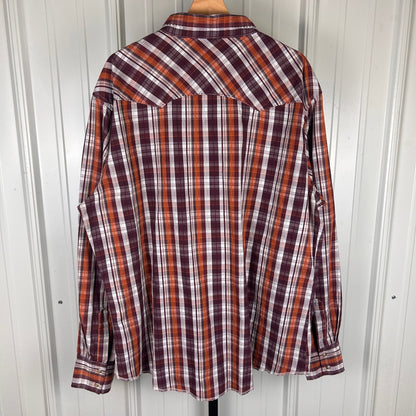 Wrangler Pearl Snap Cowboy XXL 90s Vintage Two Pocket Flannel