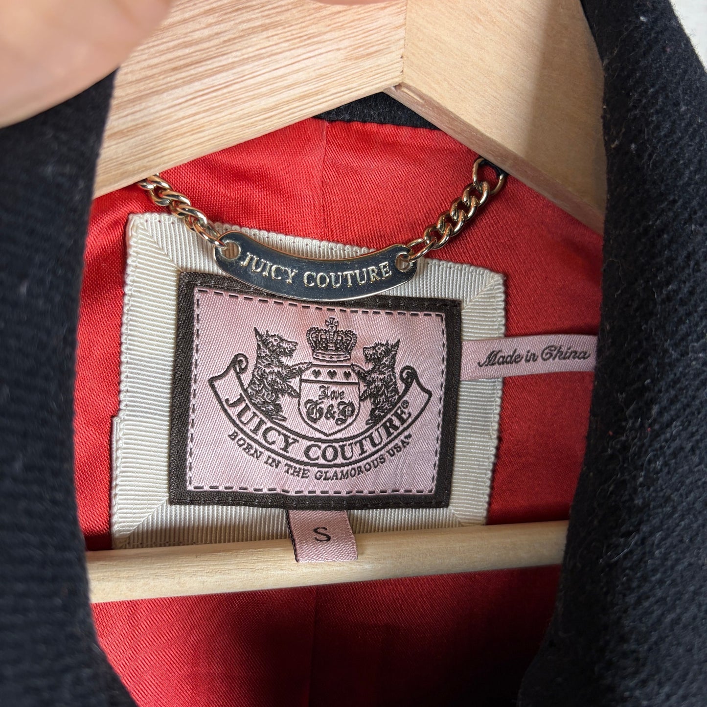 Juicy Couture Y2K Small Red Satin Lined Wool Trench Peacoat