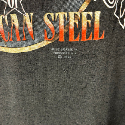 Harley Davidson 3D Emblem 1987 American Steel Gun Cut Off Medium Shirt
