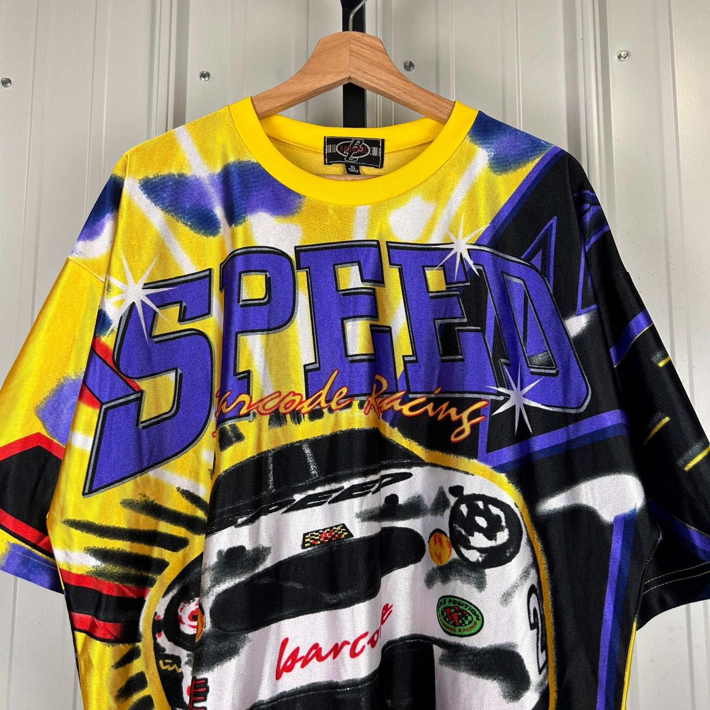Speed Barcode Rage Racing 69 CRAZY AOP Cyber XL NASCAR Tee