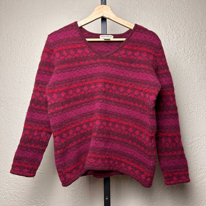 Eddie Bauer Vintage 90s Womens Large 100% Lambswool V Neck Knit Sweater