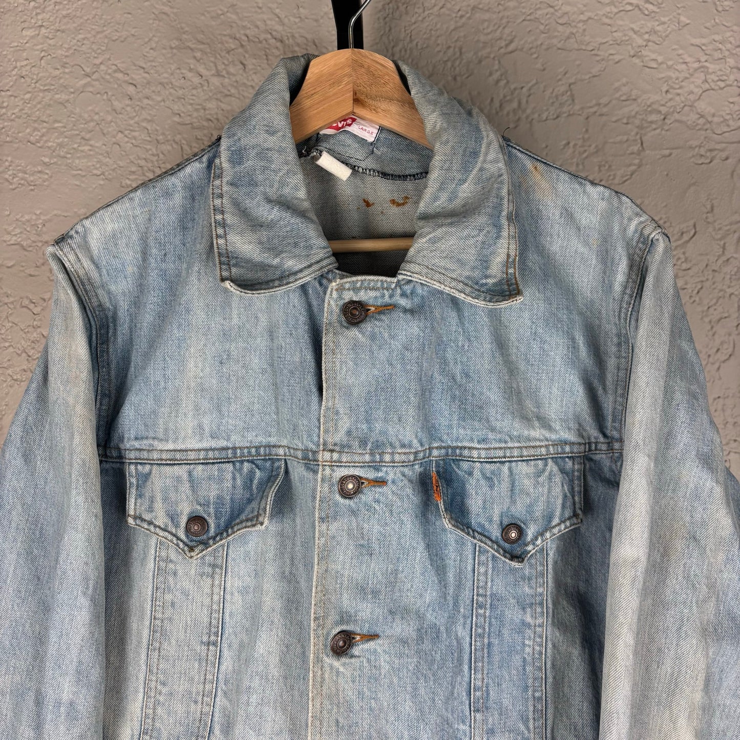 Levis 1970s Orange Tab Denim Split Tail 70671 USA Made Womens Large Chore Jacket