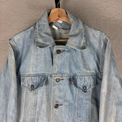 Levis 1970s Orange Tab Denim Split Tail 70671 USA Made Womens Large Chore Jacket