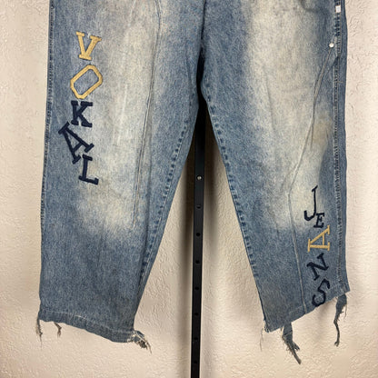 Vokal Classics Y2K Embroidered Baggy Sz 36 Skater Distressed Jeans