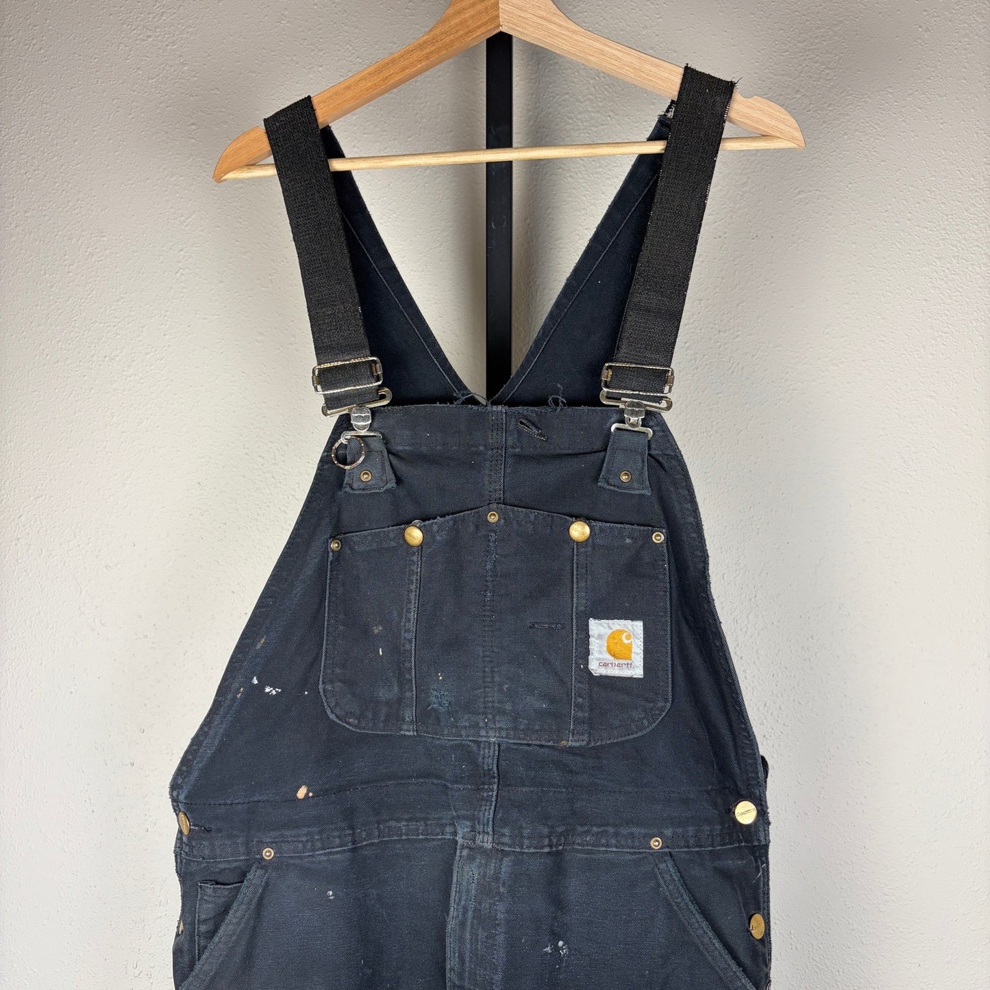 Vintage Distressed Carhartt Double Knee Overalls Bibs 38x28