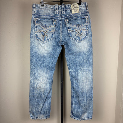 Rock Revival "Kerr" Swarovski Stones Leather Insert Alt Straight Sz 36x30.5