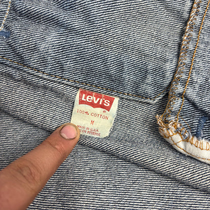 Vintage Levis 80s 70507 0227 USA Made Acid Wash Denim Medium Trucker Jacket