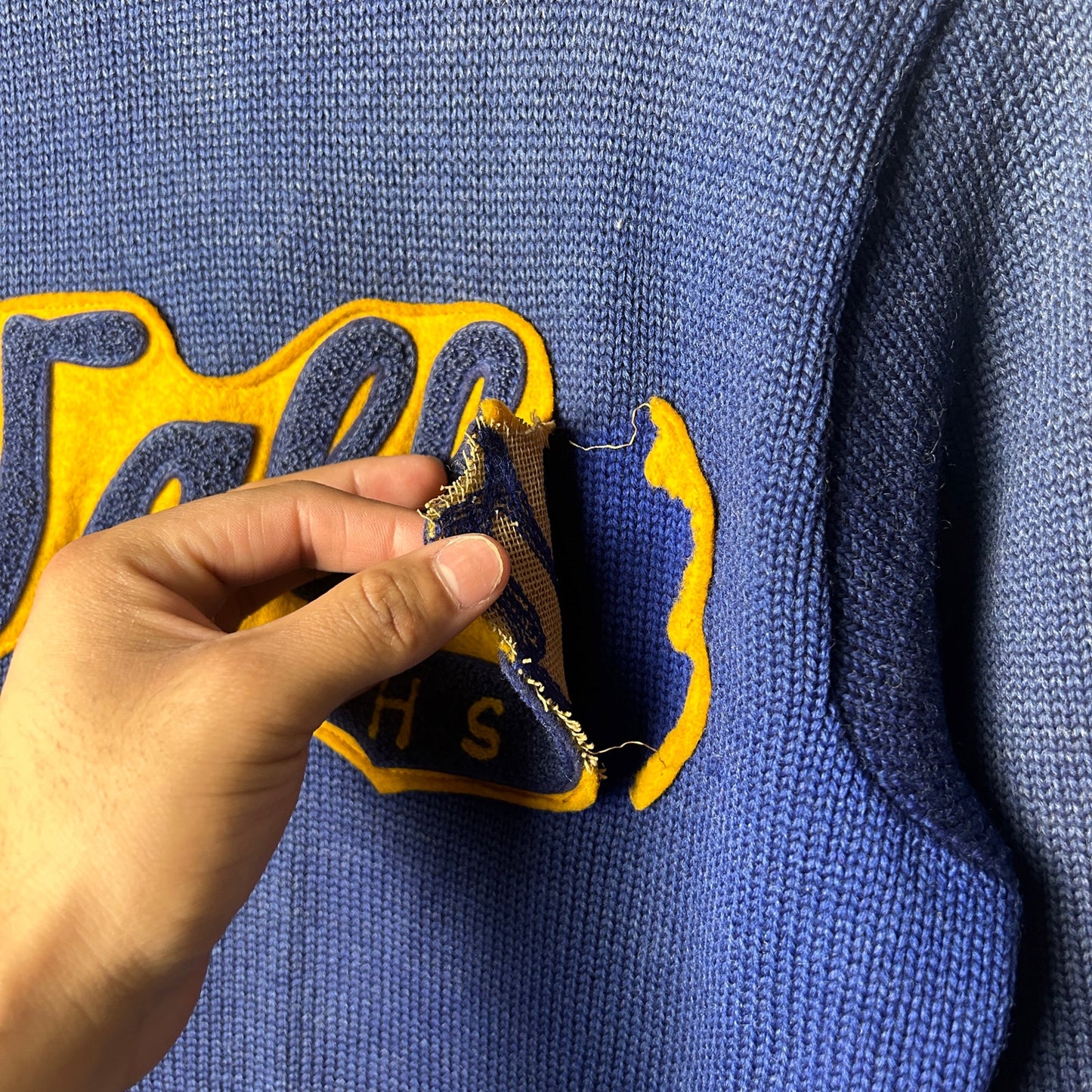 Robert A. Waller High School 1940s Chicago Small Varsity Letterman Wool Cardigan