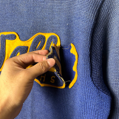 Robert A. Waller High School 1940s Chicago Small Varsity Letterman Wool Cardigan