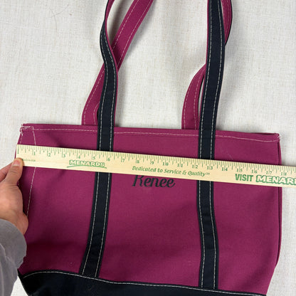 Vintage LL Bean "Renee" Magenta Black Boat and Tote Sz Med USA Made Cotton Bag