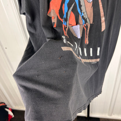 Superman DC Comics 1995 Distressed Graphitti Large T Shirt